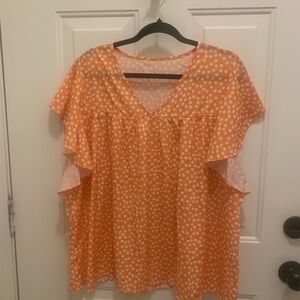 Size 22w orange white blouse top new.